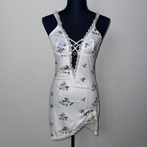 Floral Lace Trim Slip Dress